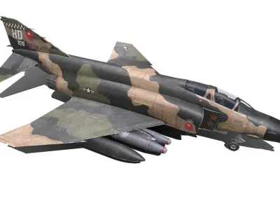 McDonnell Douglas F-4 Phantom II Low-poly PBR Low-poly 3D model