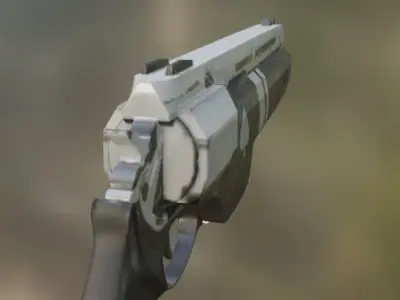 Cyber revolver  Low-poly 3D model