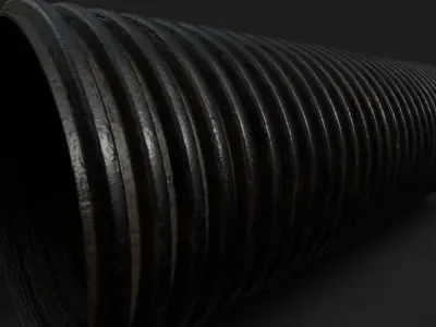 4 Foot by 1 Foot Black Corrugated Tube Free 3D model