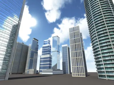 Skyscrapers Building Pack Low-poly 3D model