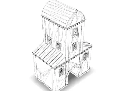 Water tower Low-poly 3D model