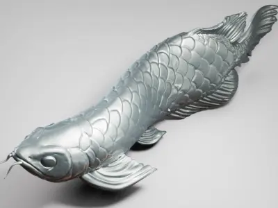 Arowana silver fish swimming in water Free 3D print model