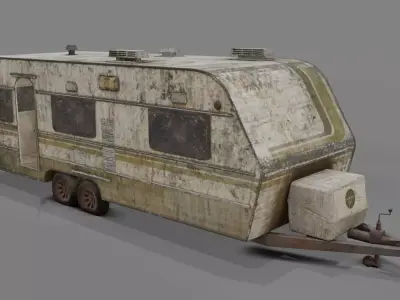 Abandoned Caravan Low-poly 3D model
