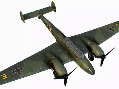 German fighter bomber Messerschmitt Bf 110 C4 Low-poly 3D model