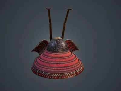 Samurai helmet - Hoshi kabuto Low-poly 3D model