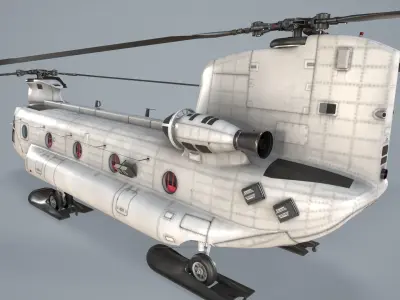 CH-47 Chinook Blank Levery Basic Animation Low-poly 3D model