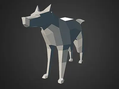 Low Poly Wolf polygonal dog Free low-poly 3D model