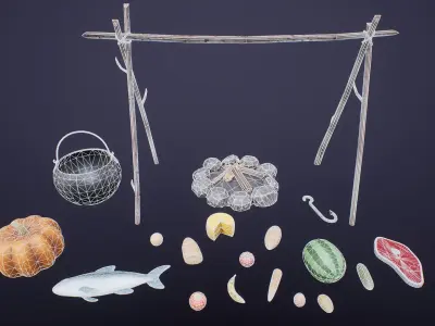 Stylized Medieval Foods Low-poly 3D model