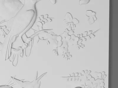 3D panel Birds 3D model