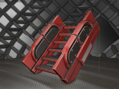 Sci-Fi Stairs - 23 - Red Version  Low-poly 3D model
