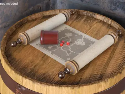 Game Scroll with Dice 3D model