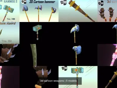 3d cartoon weapons 3D Model Collection