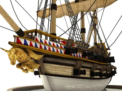 Pirate Galleon Low-poly 3D model