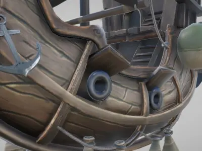 Flying Pirate Ship Low-poly 3D model