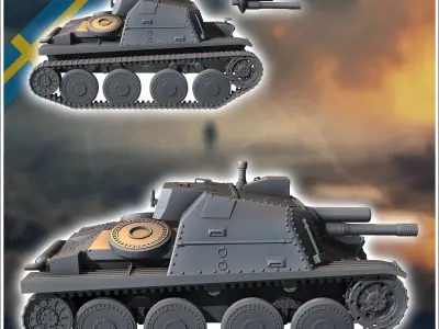 Stormartillerivagn Sav m43 Swedish assault gun - miniatures tabl 3D print model