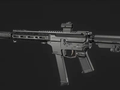 CMMG MKGs Banshee 9mm AR Pistol Low-poly 3D model