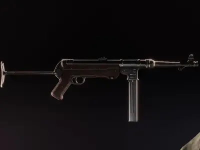 MP 40 - WW2 Submachine Gun - PBR Game Ready Low Poly Free low-poly 3D model