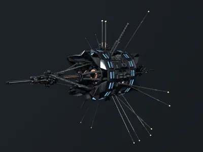 Scifi Space Satellite Antenna Probe Low-poly 3D model