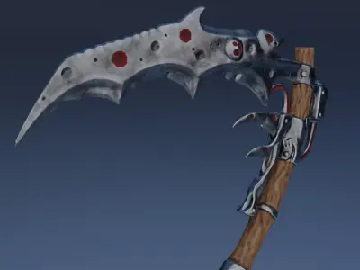 Fantasy low-poly scythe Low-poly 3D model