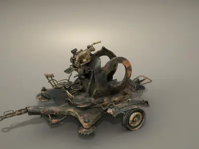 ZU-23-2 Burnt  Low-poly 3D model