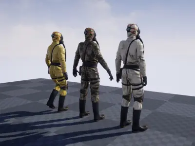 Hazmat Suit Soldier with Rig Low-poly 3D model