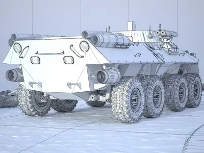 Armoured Transporter BTR 90 RIGGED Low-poly 3D model