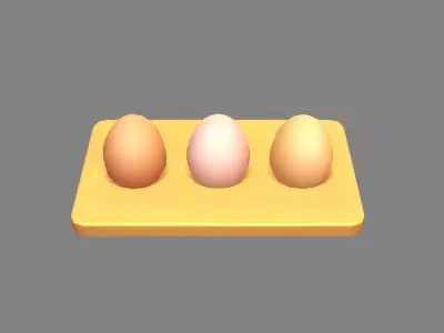 Cartoon  eggs in the egg tray Low-poly 3D model