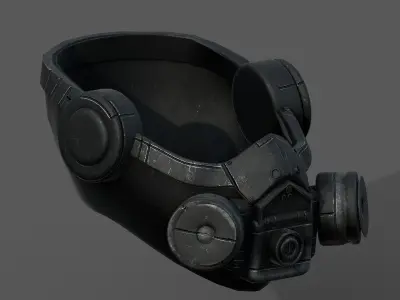 Gas mask helmet 3d safety isolated Black  Low-poly 3D model