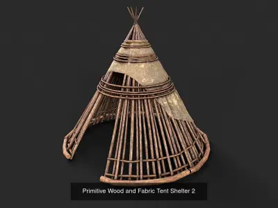 Primitive Wood and Fabric Tent Shelter Collection 