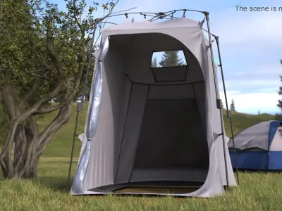 Portable Hygiene Tent With Frame Structure Gray 3D model