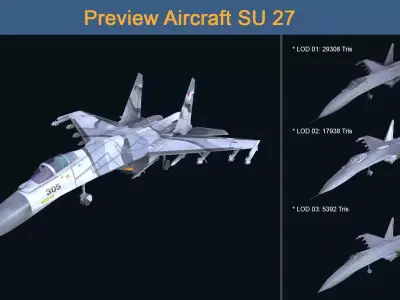 Asset - Army - Aircraft - Su 27 Low-poly 3D model