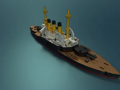 Cartoon Pre-Draednaught Potemkin-Panteleimon Low-poly 3D model