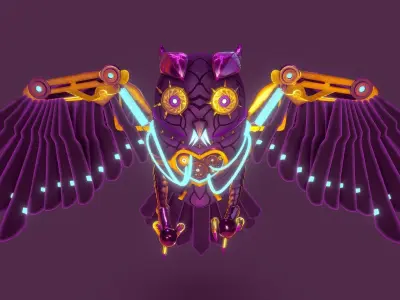 SteamPunk Owl Low-poly 3D model
