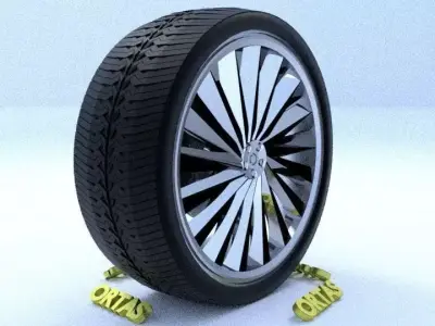 ORTAS CAR RIM 46 GAME READY RIM TIRE AND DISC 3D model