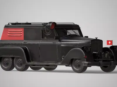 WW2 Armored officers Car 6x6  Military Vehicle  Game Ready  PBR Low-poly 3D model