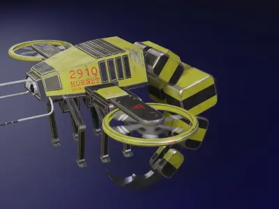 Hornet Drone Sci-Fi LowPoly Gameready 3D model Low-poly 3D model