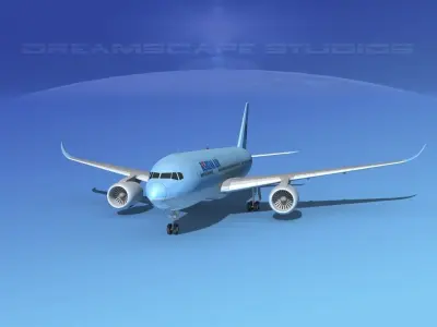 Airbus A350-800 Korean Air 3D model