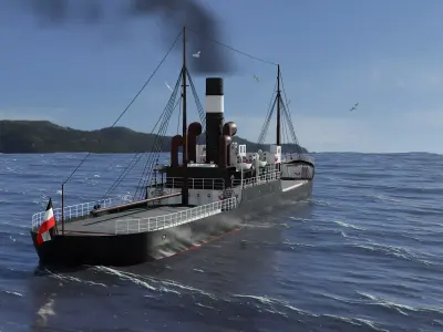  Karlsruhe 1905 german cargo steamer ship 3D model