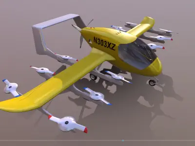 CORA kittyhawk electric self-piloting air taxi Low-poly 3D model