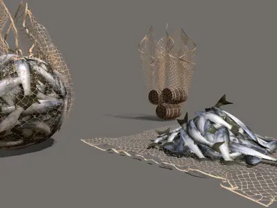 Fishing net Low-poly 3D model