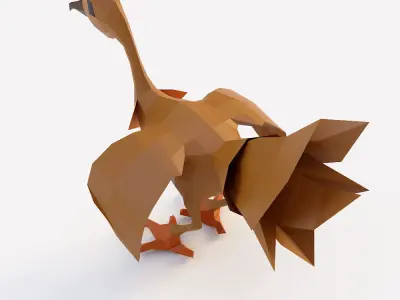 crane 3d model origami bird with beak and feet Low-poly 3D model