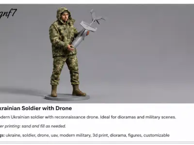 Ukrainian Soldier with Drone 3D print model
