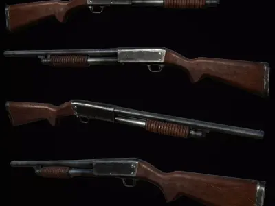 Ithaca 37 Shotgun M37 PBR MODEL UNITY UNREAL ENGINE Low-poly 3D model