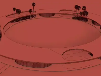 Minimal Tropical Island Glass Villa with Ocean Pier 3D model