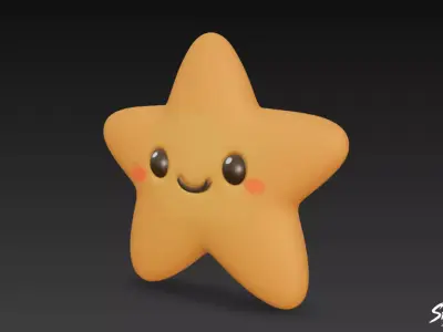 Cartoon Plush Starfish Low-poly 3D model