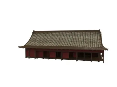 Modular Asian Building Low-poly 3D model
