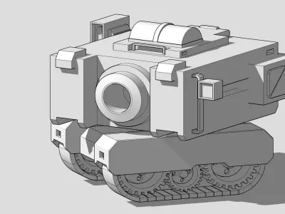 Cartoon style tank Low-poly 3D model