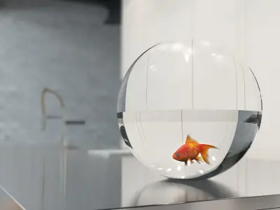 Goldfish in Bowl 3D model