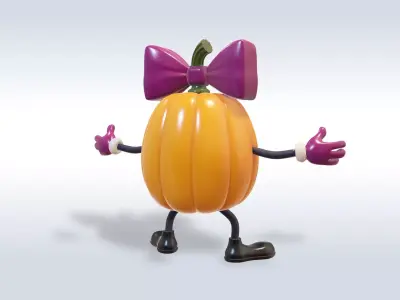 Cheerful Pumpkin Girl halloween Character 3D model