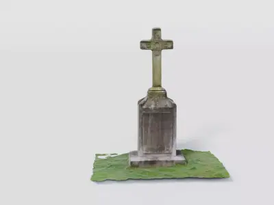 Historical headstone with a cross 3D model